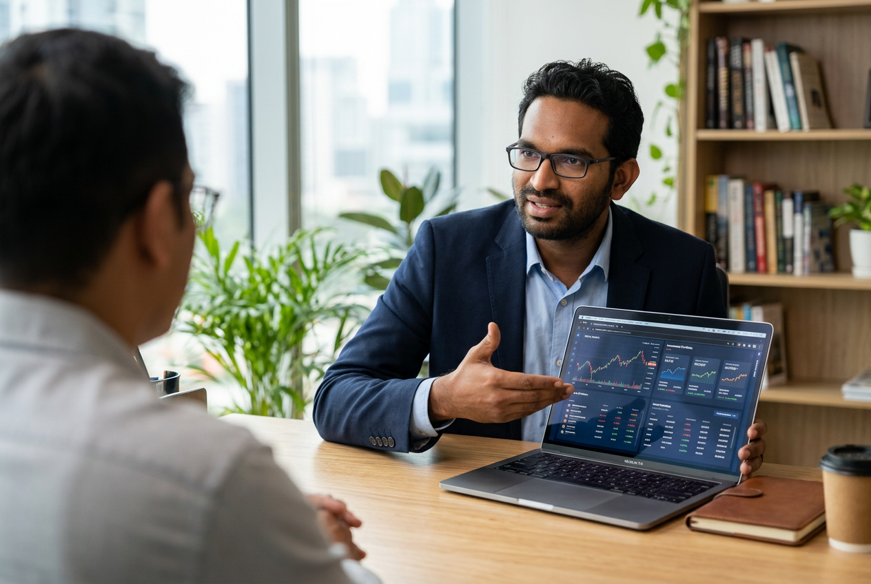 Pranay Kumar Gorre — Mutual Fund Advisor reviewing client portfolio